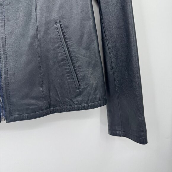 Populer Woman's Mosaic Blue Reversible Leather Jacket woman’s size Large - Picture 5 of 14